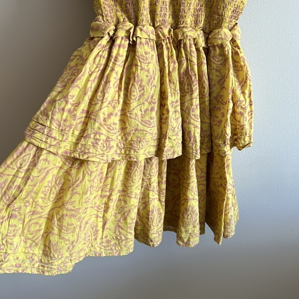 Cleobella Luna Smocked Mini Dress Camellia Yellow - Picture 10 of 14